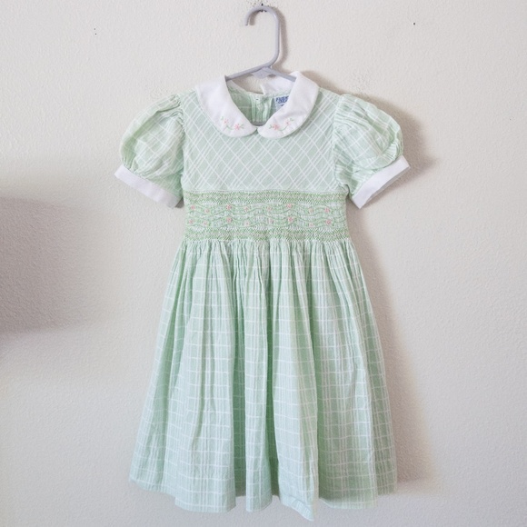 Friedknit Creations Mint Green Smocked Vintage Dress - Picture 1 of 4
